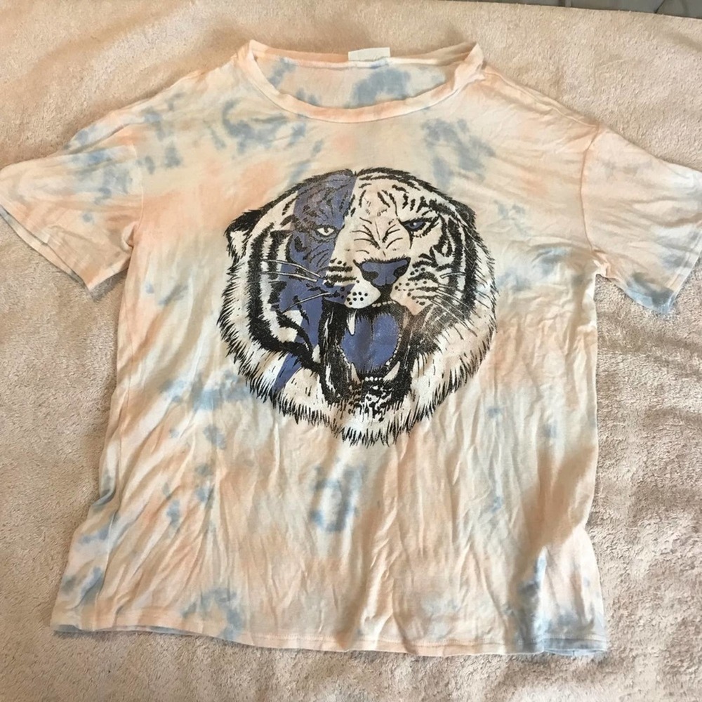 Wst Cst Tie Dye White Tiger Graphic Tee Shirt S